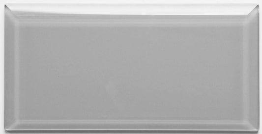 Light Grey Beveled Glass Subway Tile 100 x 200mm (MT0190)