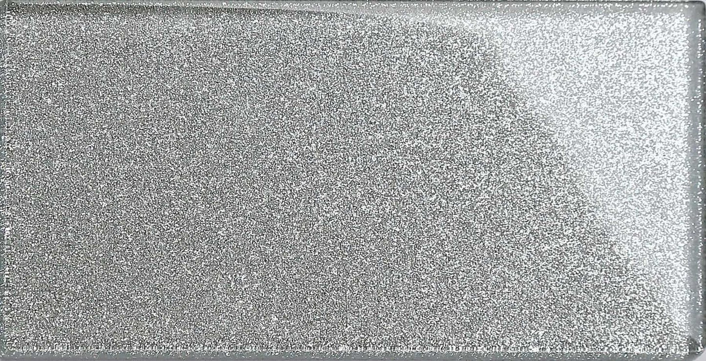 Silver Glitter Subway Tile 75mm x150mm  (MT0113)