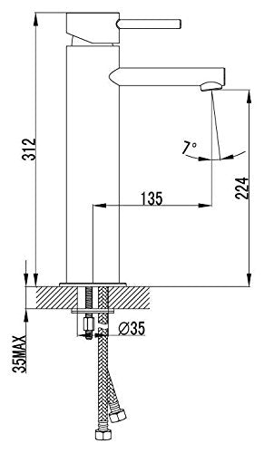 Tall Basin Mixer Tap (Ems 7)
