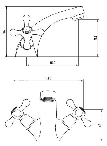 Traditional Victorian Bath & Shower Mixer and Basin Mixer Tap Set (Viscount 41)