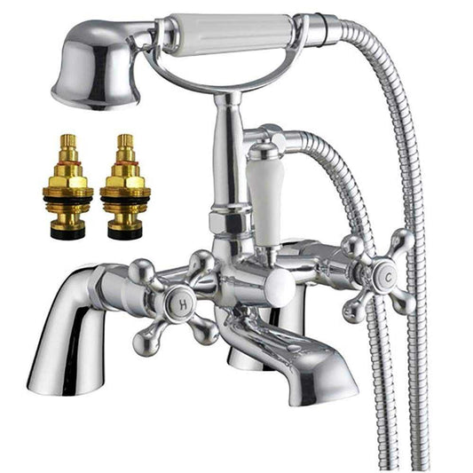 Traditional Victorian Bath & Shower Mixer and Basin Mixer Tap Set (Viscount 41)
