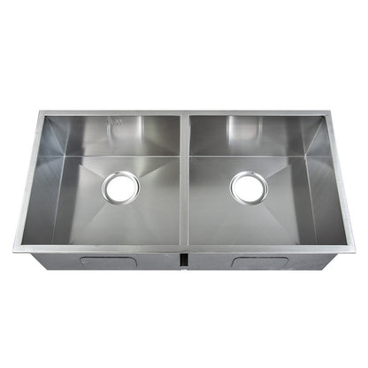 865 x 440mm Inset Double Bowl Handmade Stainless Steel Kitchen Sink (DS014)