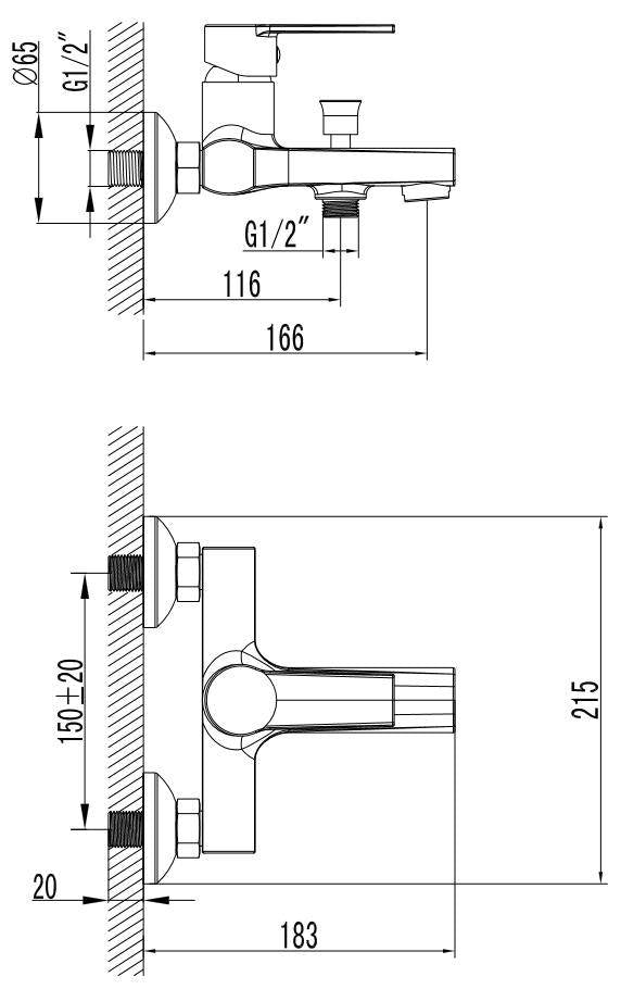 Bath and Shower Mixer Tap & Basin Tap Set (Brenz 41)