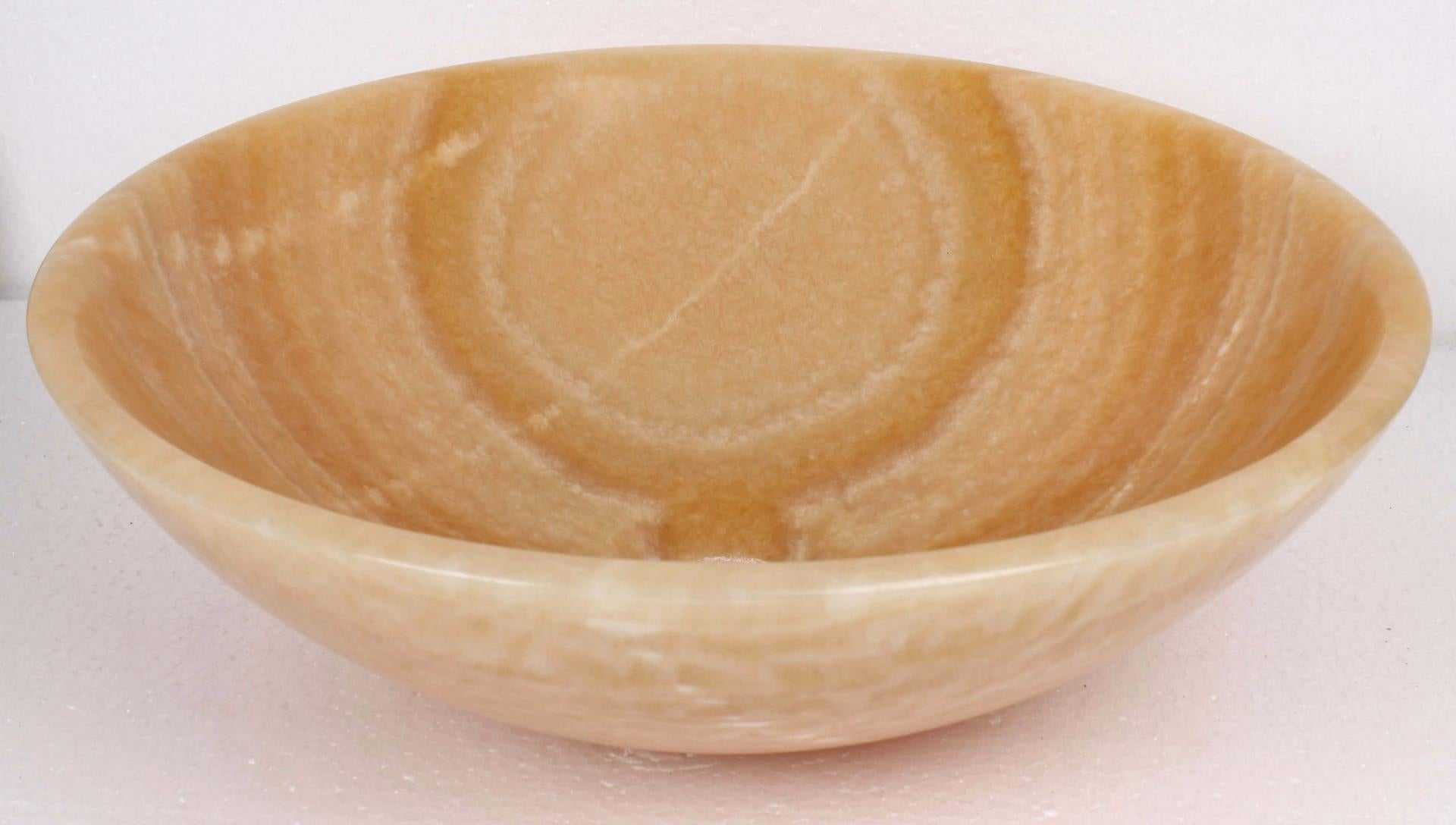 Round Yellow Onyx Stone Counter Top Basin in 3 Sizes (B0054, B0055, B0056)
