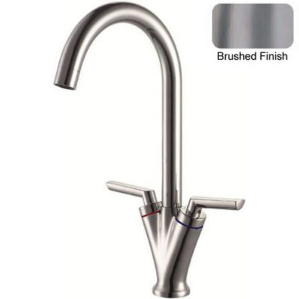 Brushed Swan Neck Kitchen Mixer Tap (8026 Olympus - Brushed)